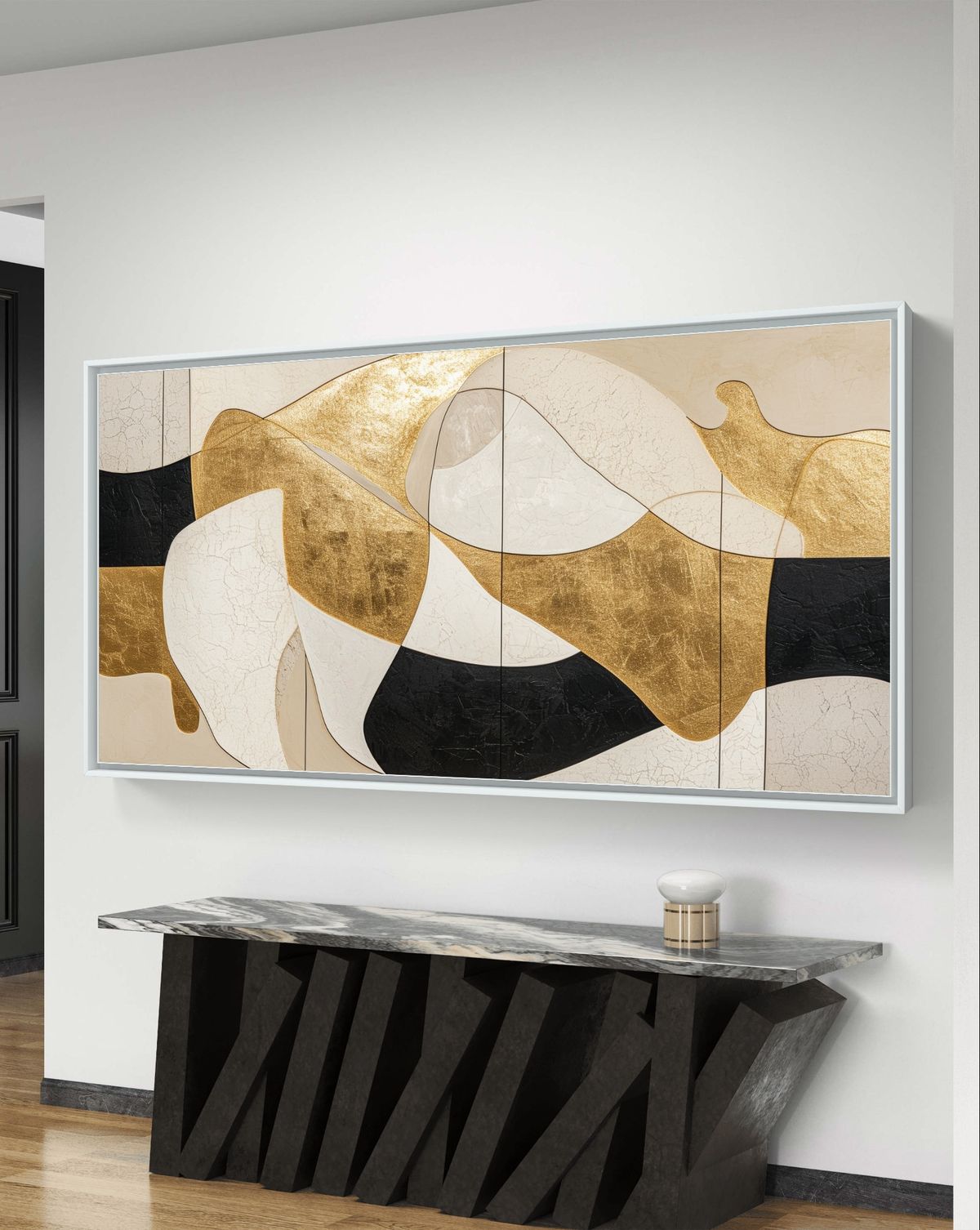 Abstract hedendaags kunstwerk met gouden accenten