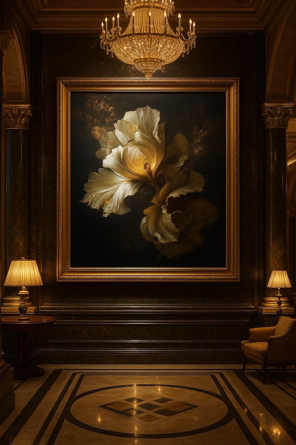 Klassieke kunstcollectie met gouden accenten